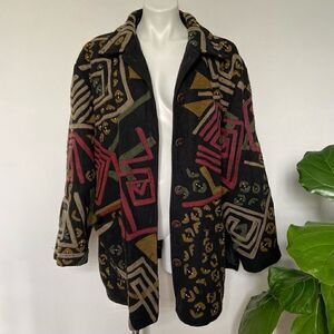 Vintage Wool Funky 80s Geometric beaded retro Jacket